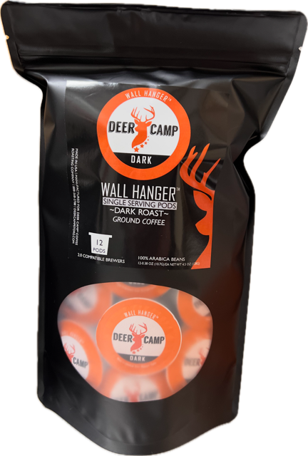 Deer Camp Coffee Wall Hanger Dark Roast Pods 12/Pack 50 Pack