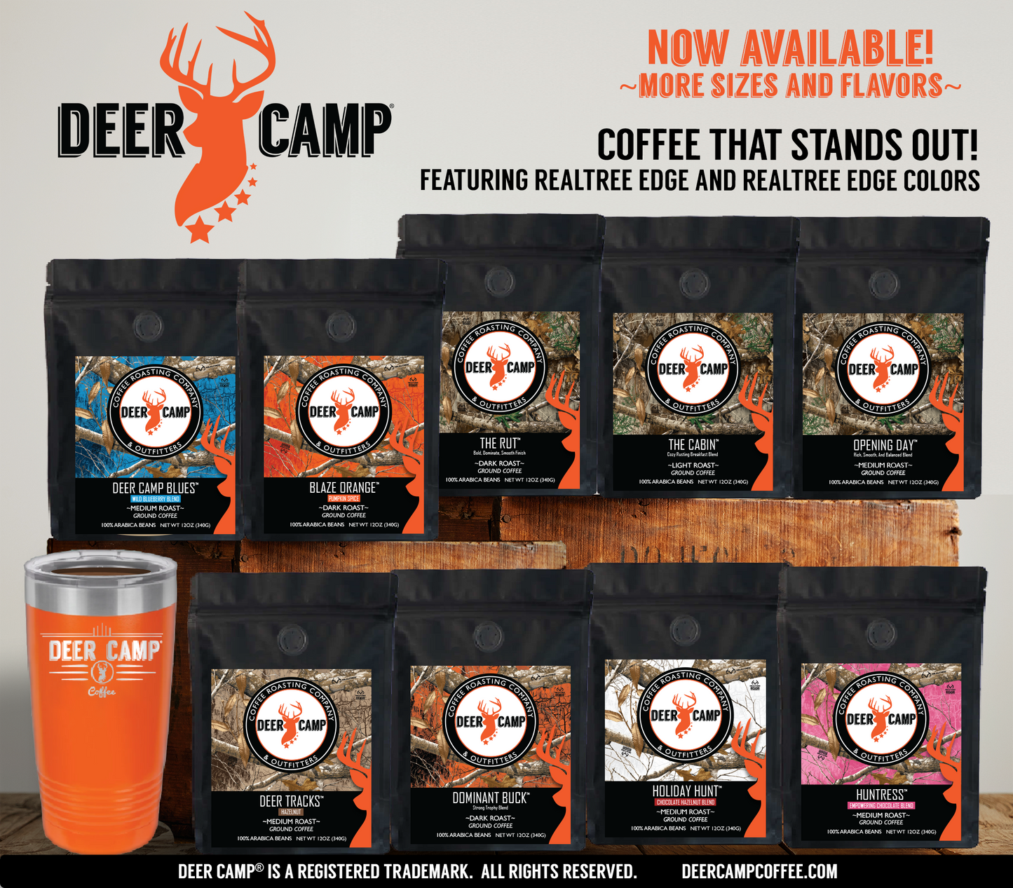 DEER CAMP® Coffee Deer Tracks™ Hazelnut Flavor 12 oz. Featuring Realtree