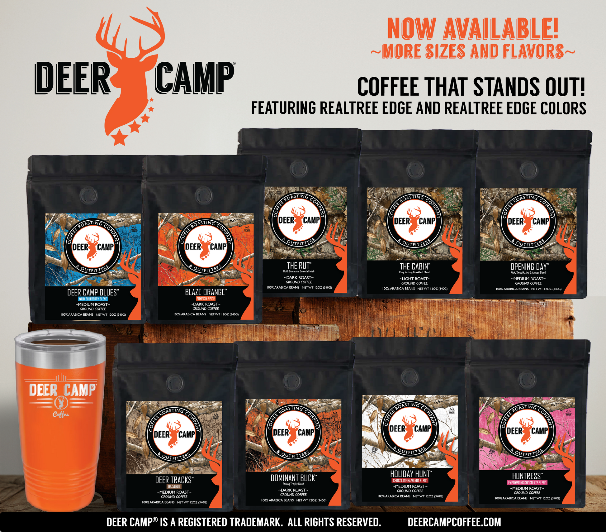 DEER CAMP® Coffee Deer Tracks™ Hazelnut Flavor 12 oz. Featuring DEER CAMP® Coffee Deer Tracks™ Hazelnut Flavor 12 oz. Featuring